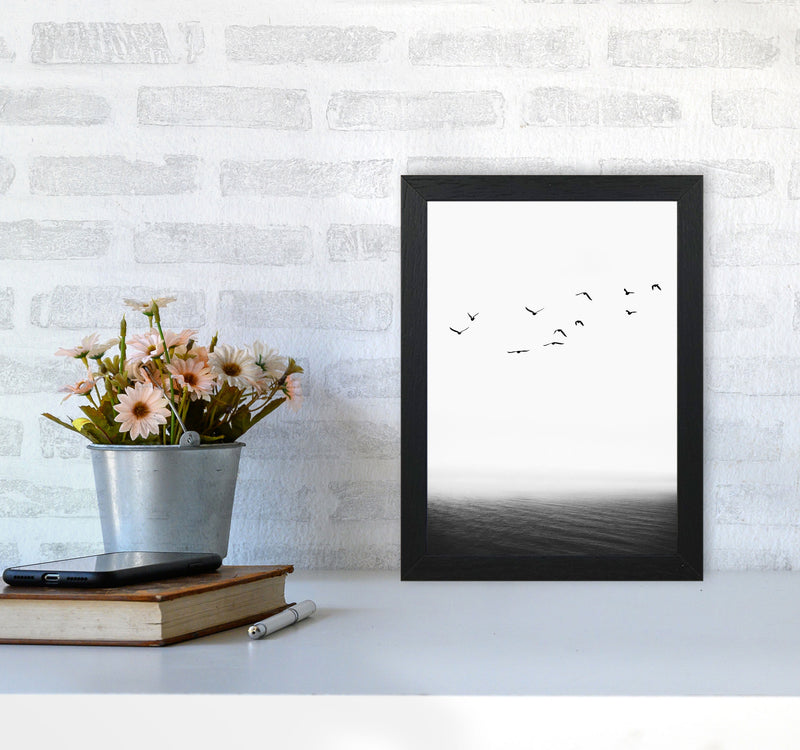 The Seaside Landscape Contemporary Art Print by Kubistika A4 White Frame