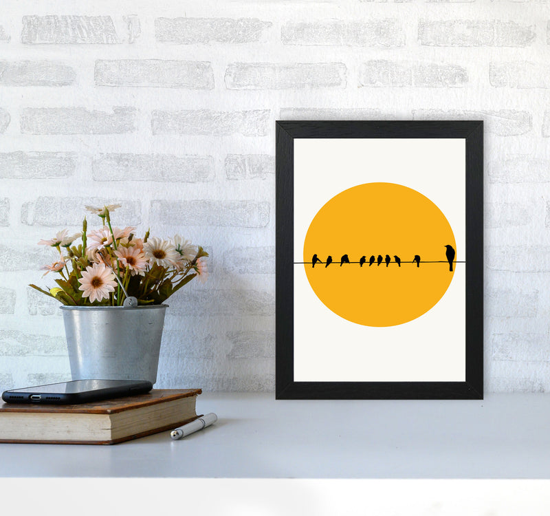 Birds Family Contemporary Art Print by Kubistika A4 White Frame
