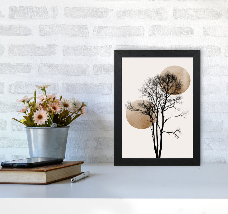 Sun and Moon hiding-GOLD Contemporary Art Print by Kubistika A4 White Frame