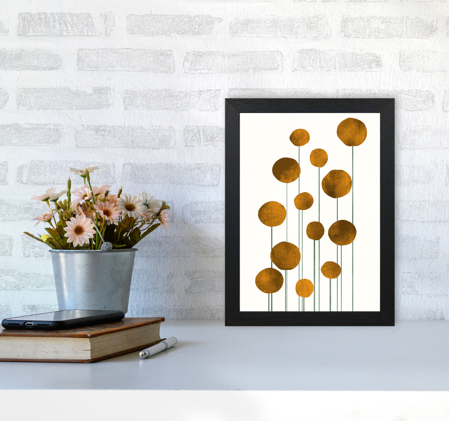Waterflowers No.3 Art Print by Kubistika A4 White Frame