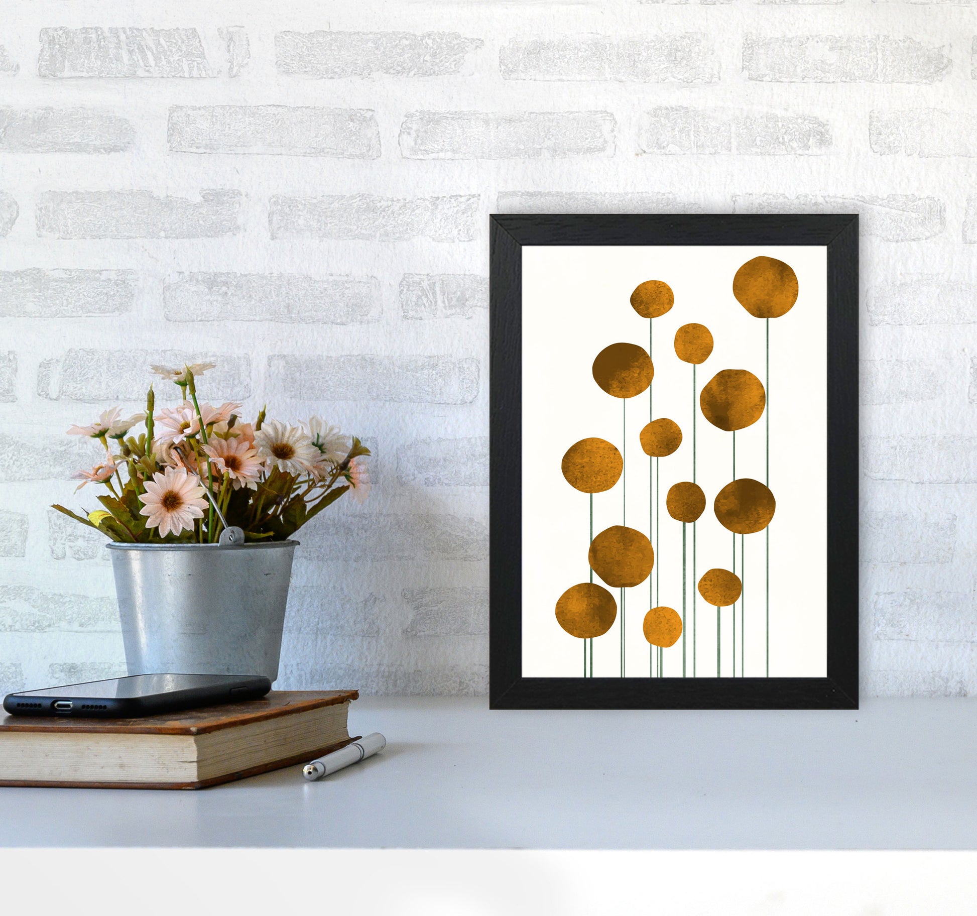 Waterflowers No.3 Art Print by Kubistika A4 White Frame