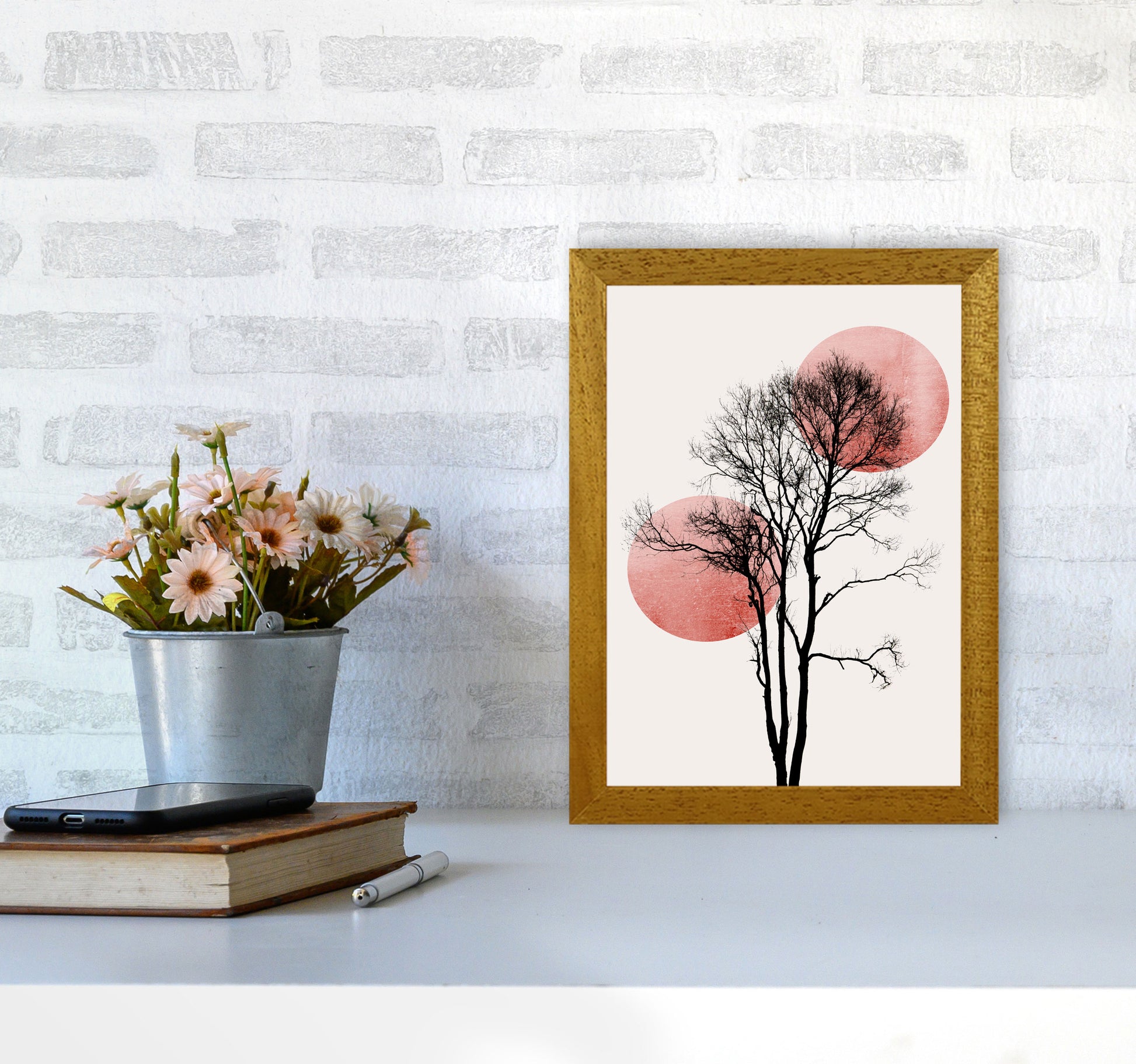 Sun and Moon hiding-ROSE Contemporary Art Print by Kubistika A4 Print Only