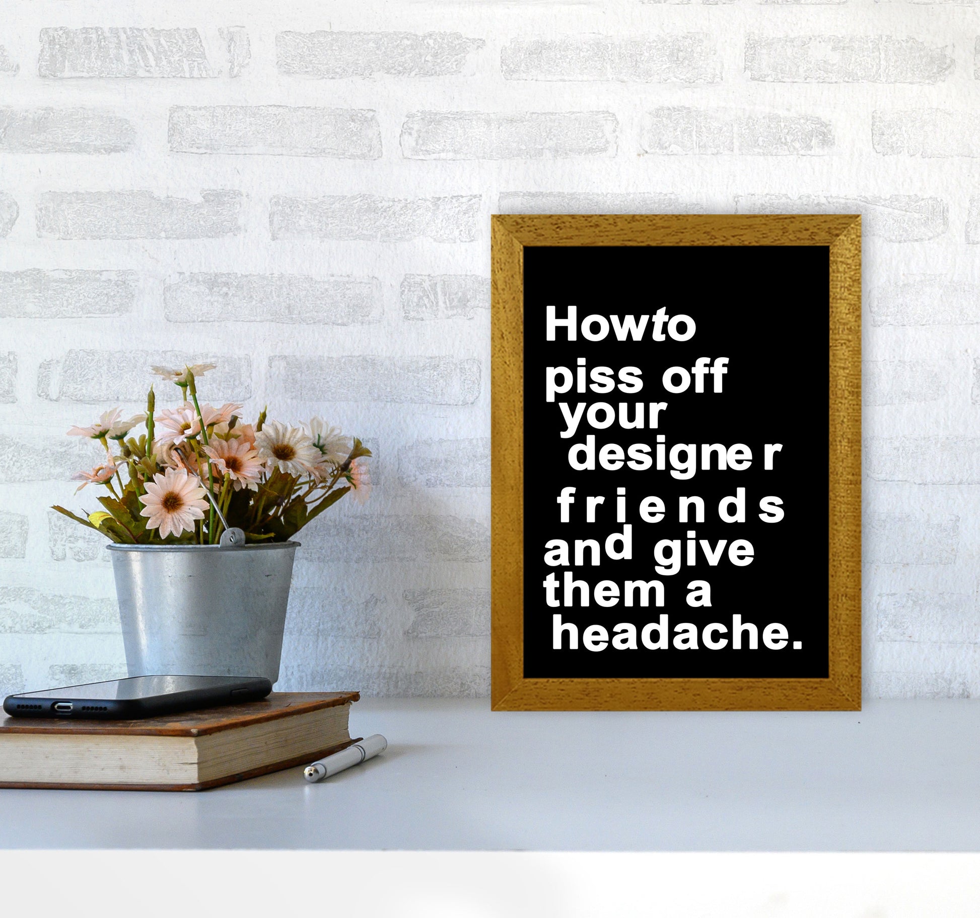 The Headache - BLACK Quote Contemporary Art Print by Kubistika A4 Print Only
