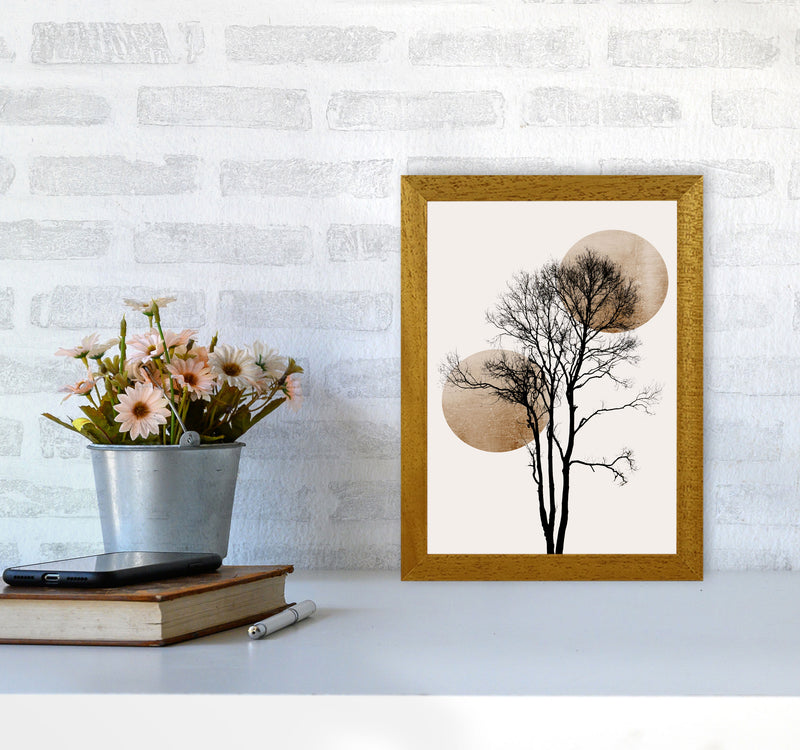 Sun and Moon hiding-GOLD Contemporary Art Print by Kubistika A4 Print Only