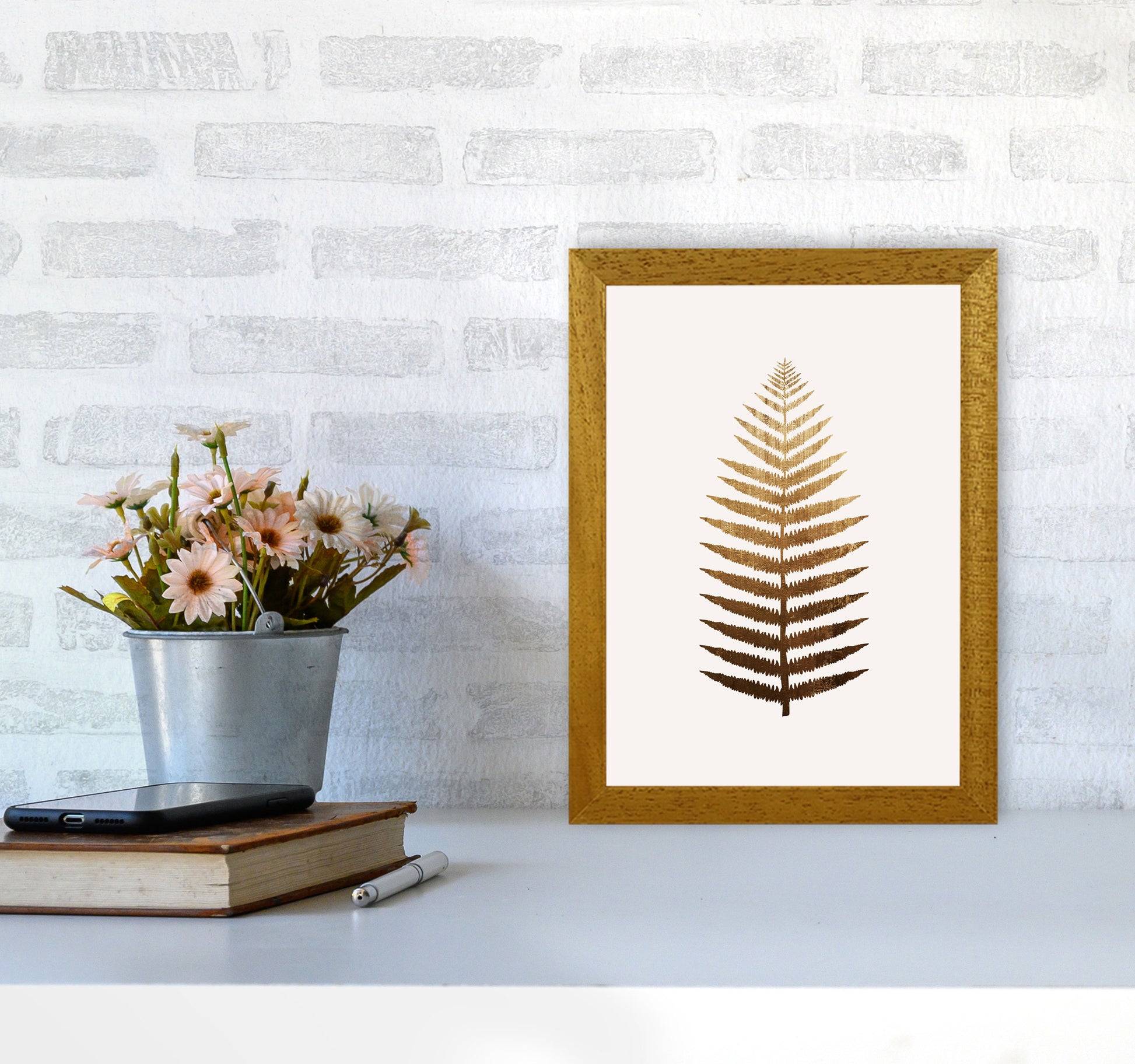 Golden Leaf Botanical Art Print by Kubistika A4 Print Only