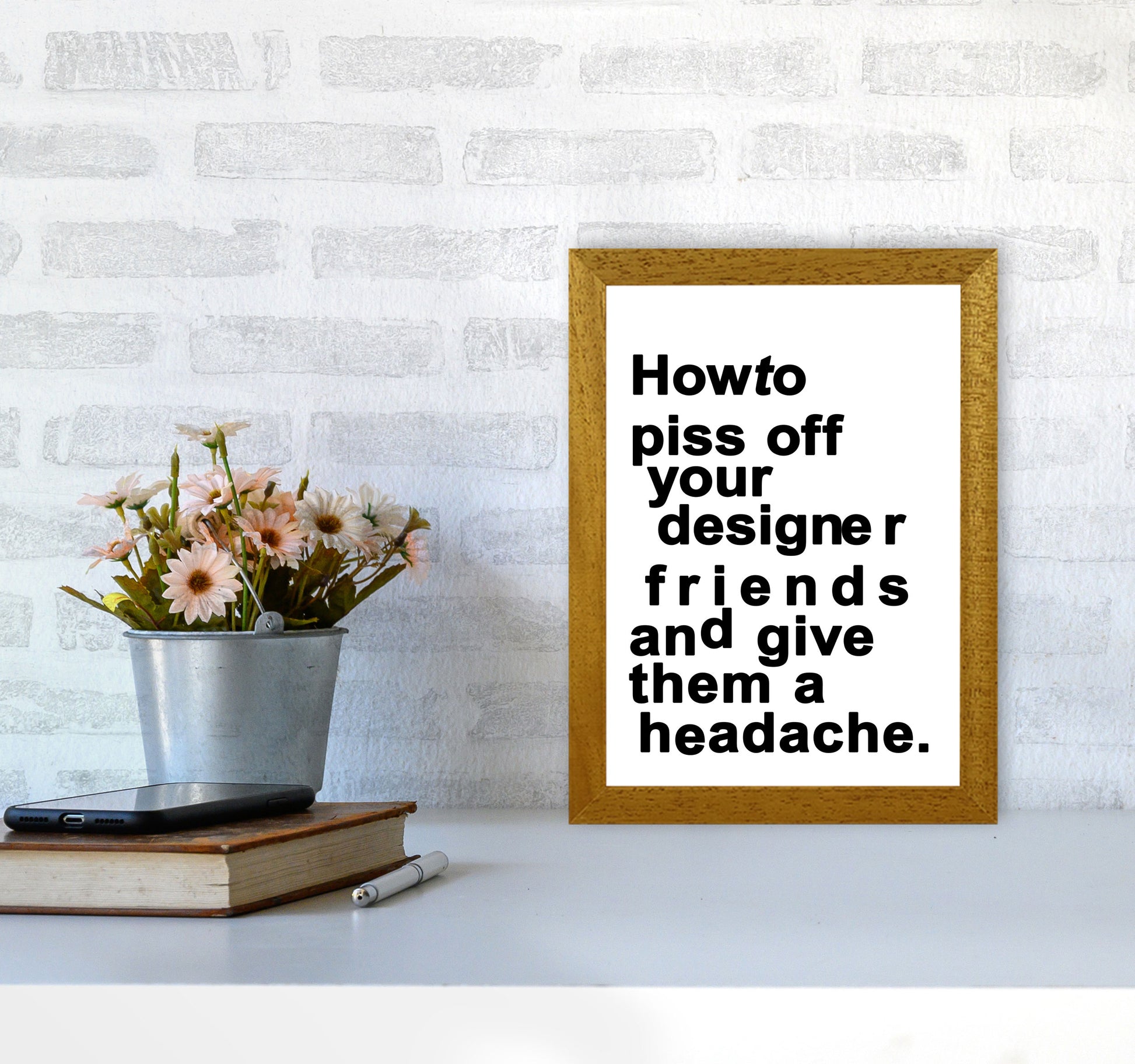 The Headache - WHITE Quote Art Print by Kubistika A4 Print Only