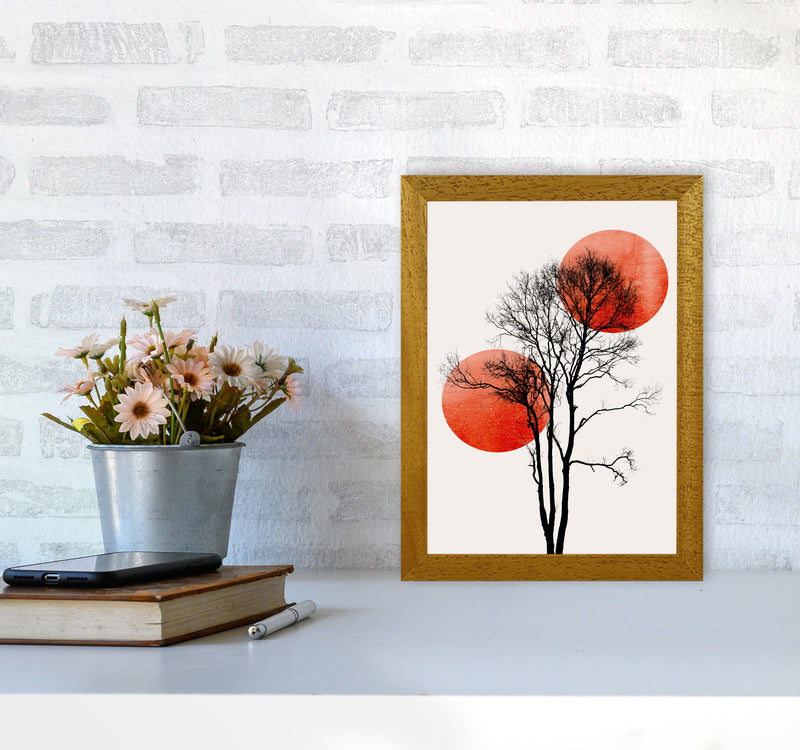 Sun and Moon hiding-ROUGE Contemporary Art Print by Kubistika A4 Print Only