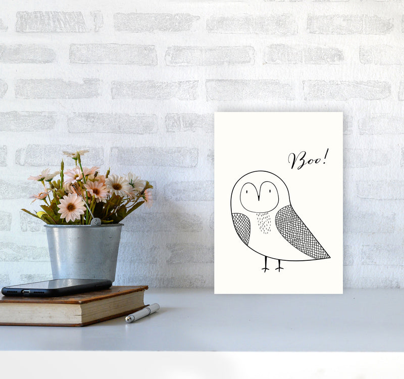 Boo Nursery Animal Art Print by Kubistika A4 Black Frame