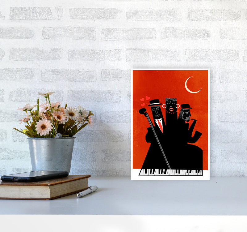 Casablanca Jazz-RED Modern Music Art Print by Kubistika A4 Black Frame