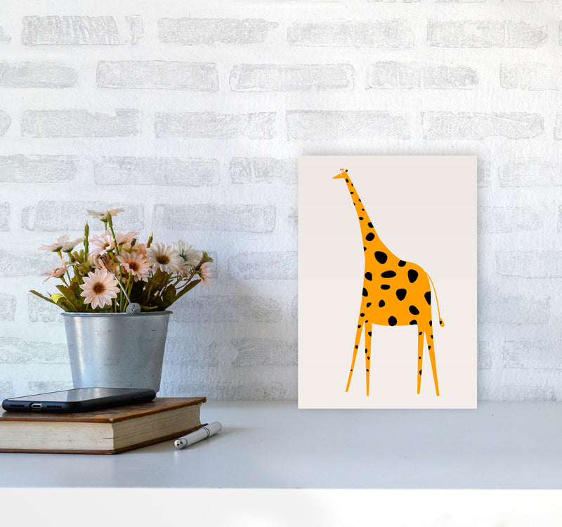 Cute Griraffe Nursery Art Print by Kubistika A4 Black Frame