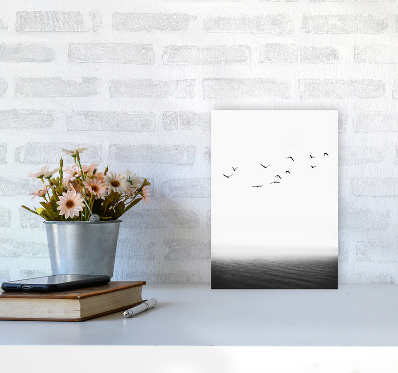The Seaside Landscape Contemporary Art Print by Kubistika A4 Black Frame