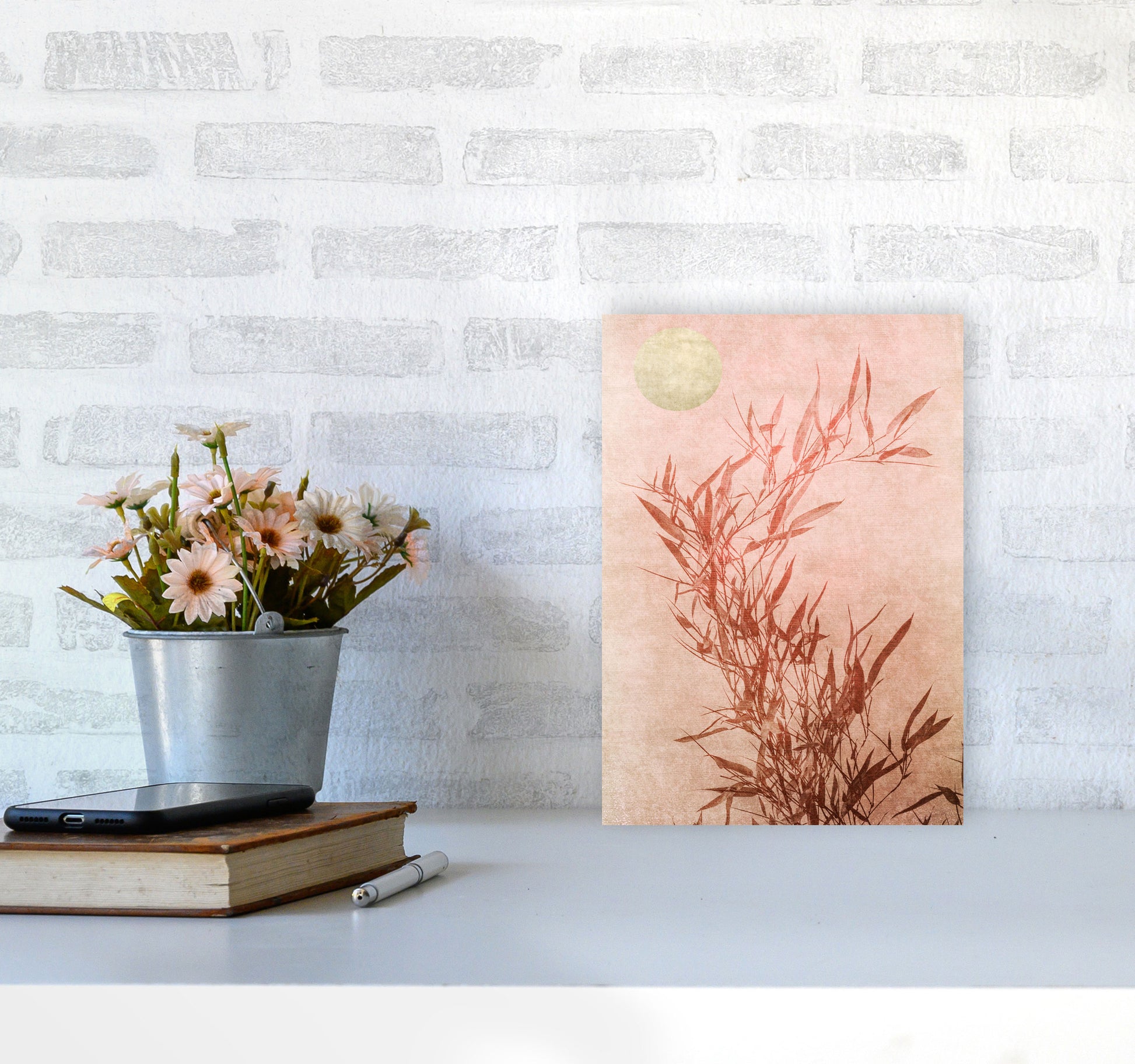 Sentimental Touch Contemporary Art Print by Kubistika A4 Black Frame