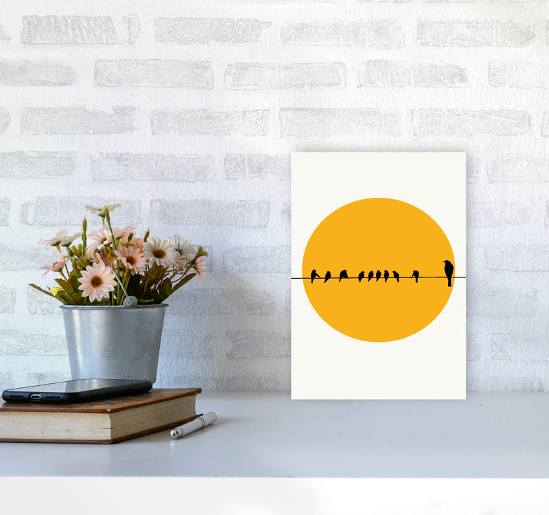 Birds Family Contemporary Art Print by Kubistika A4 Black Frame