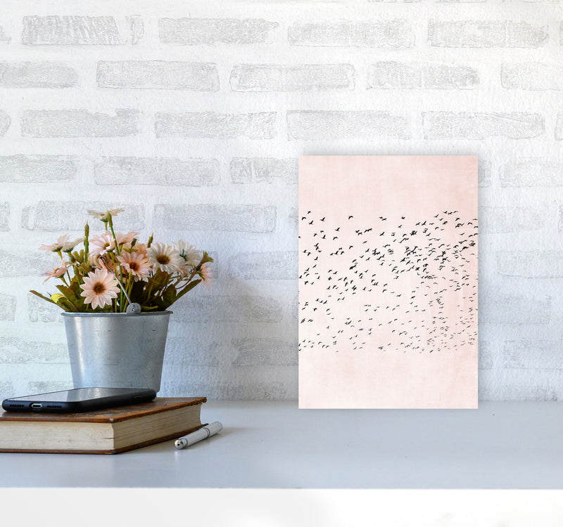 500 Seagulls Modern Contemporary Art Print by Kubistika A4 Black Frame