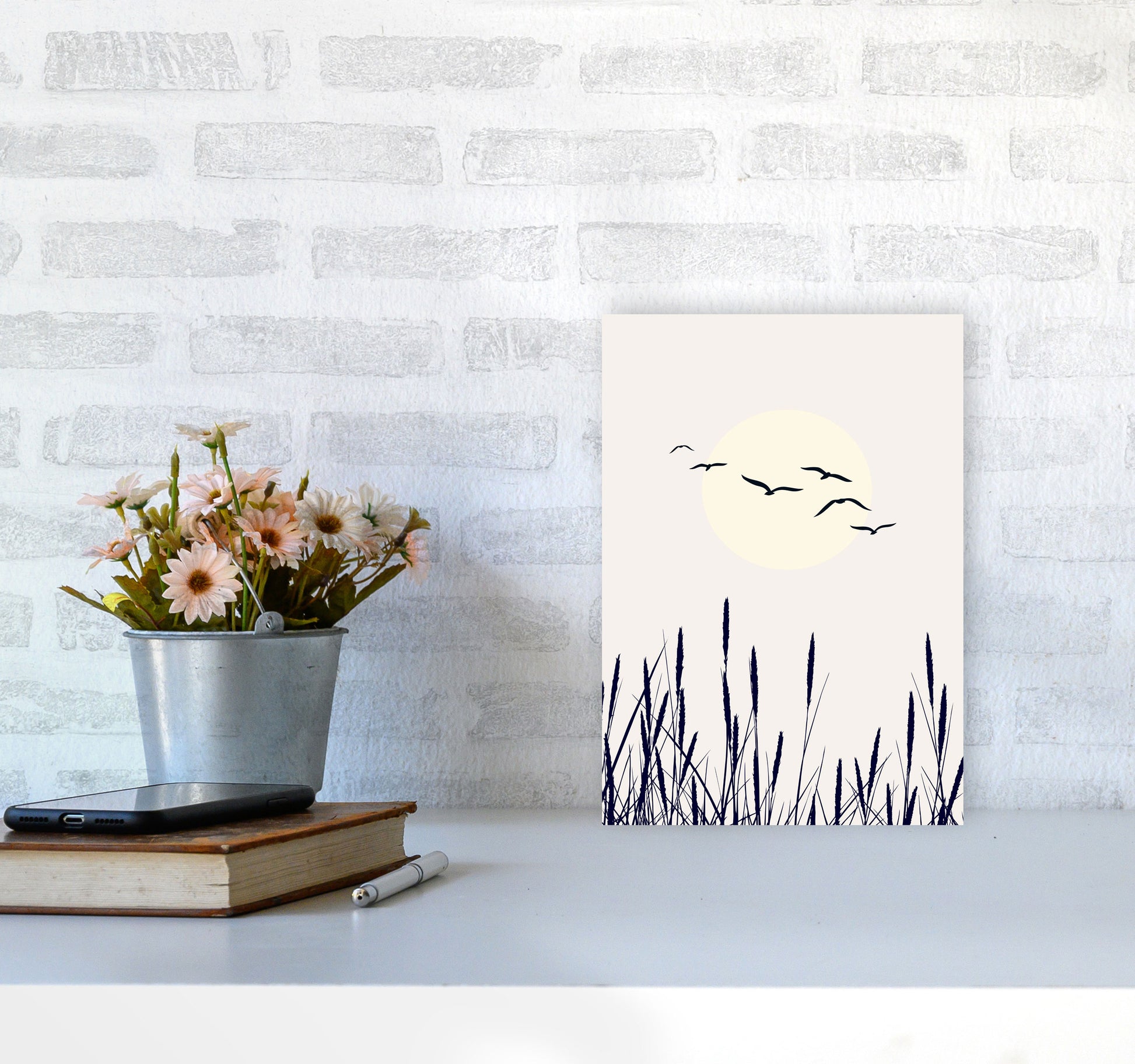 Shadows Of The Sun Contemporary Art Print by Kubistika A4 Black Frame