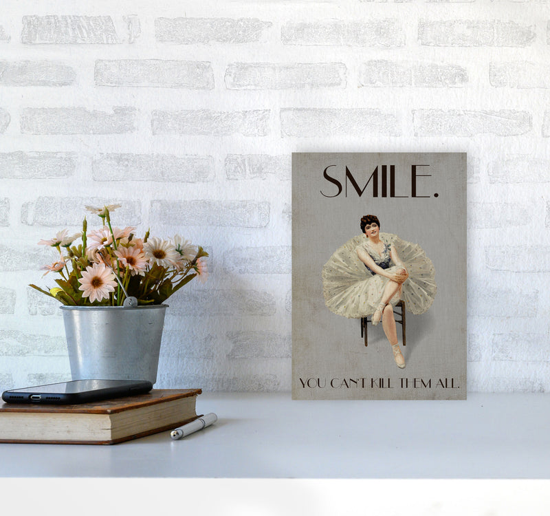Keep Smiling Vintage Art Print by Kubistika A4 Black Frame