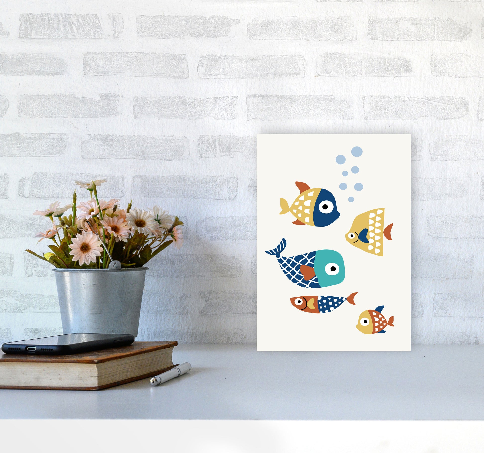 Little Friends Childrens Nursery Art Print by Kubistika A4 Black Frame