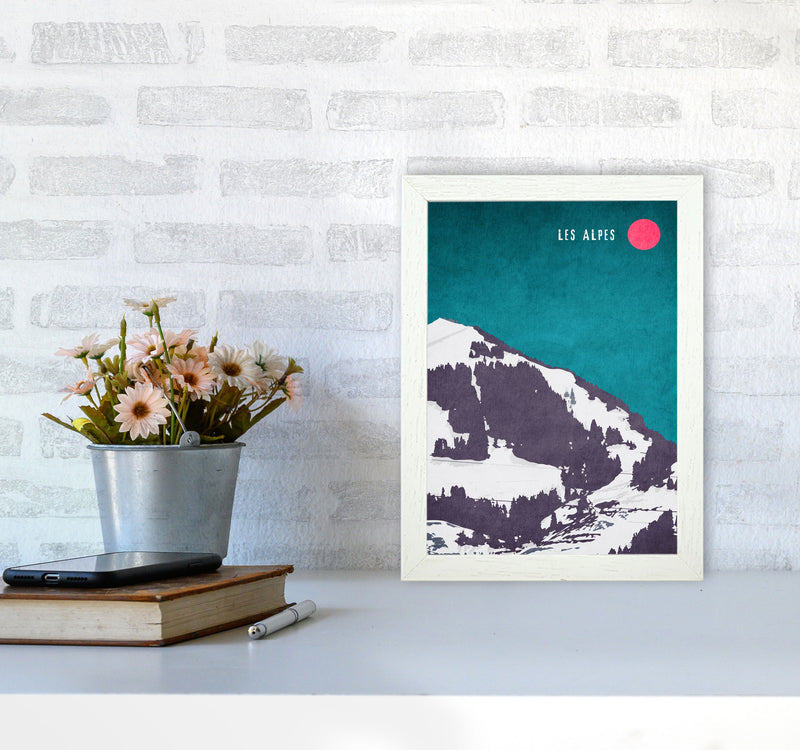 Les Alpes Vintage Art Print by Kubistika A4 Oak Frame