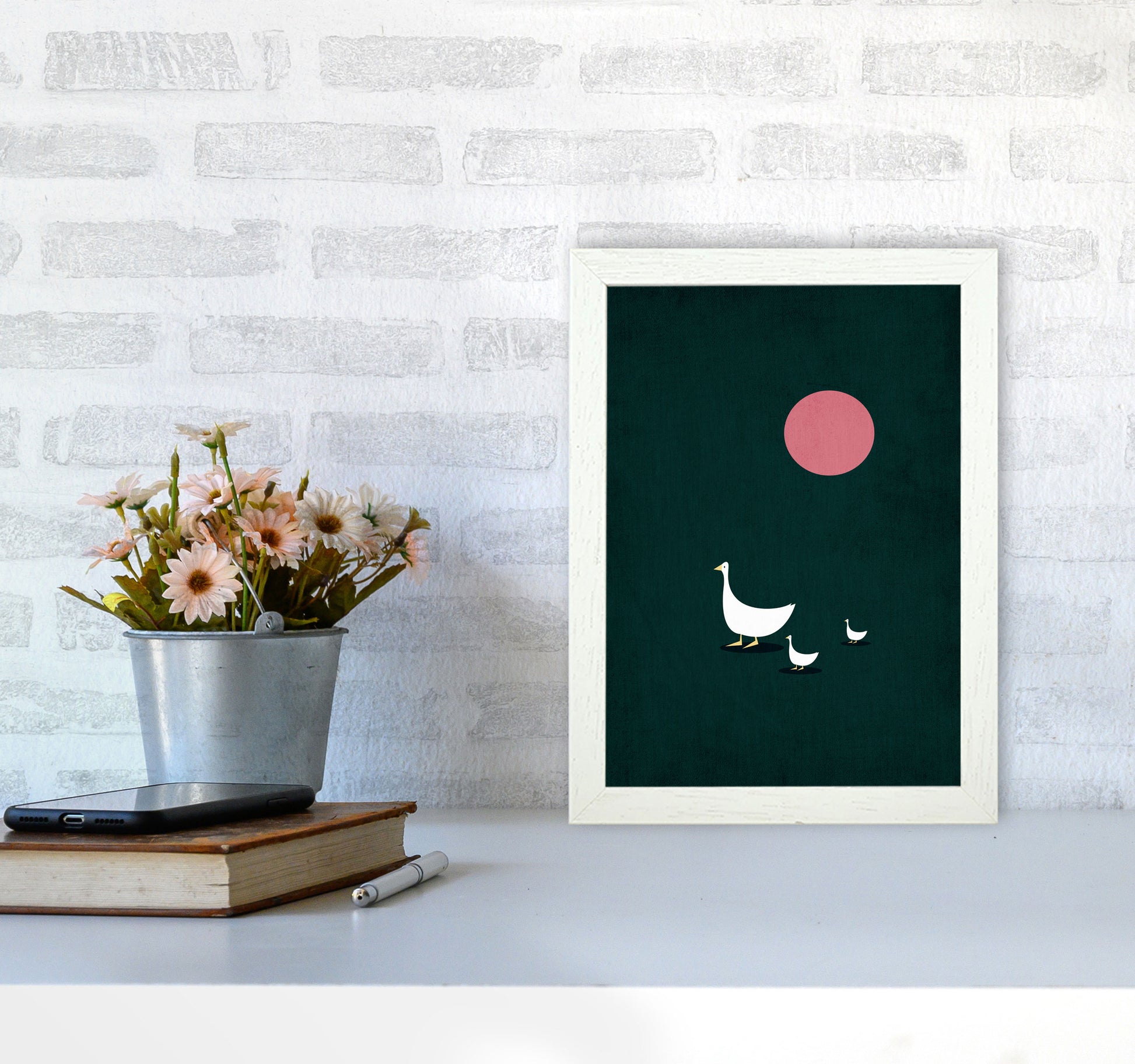 Sunny Side Of Life Contemporary Art Print by Kubistika A4 Oak Frame