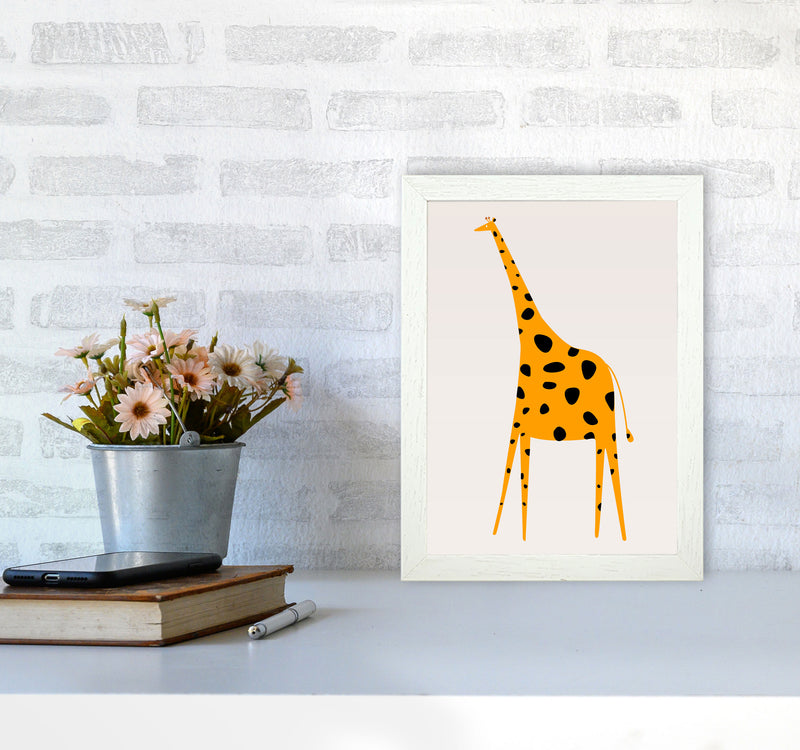 Cute Griraffe Nursery Art Print by Kubistika A4 Oak Frame
