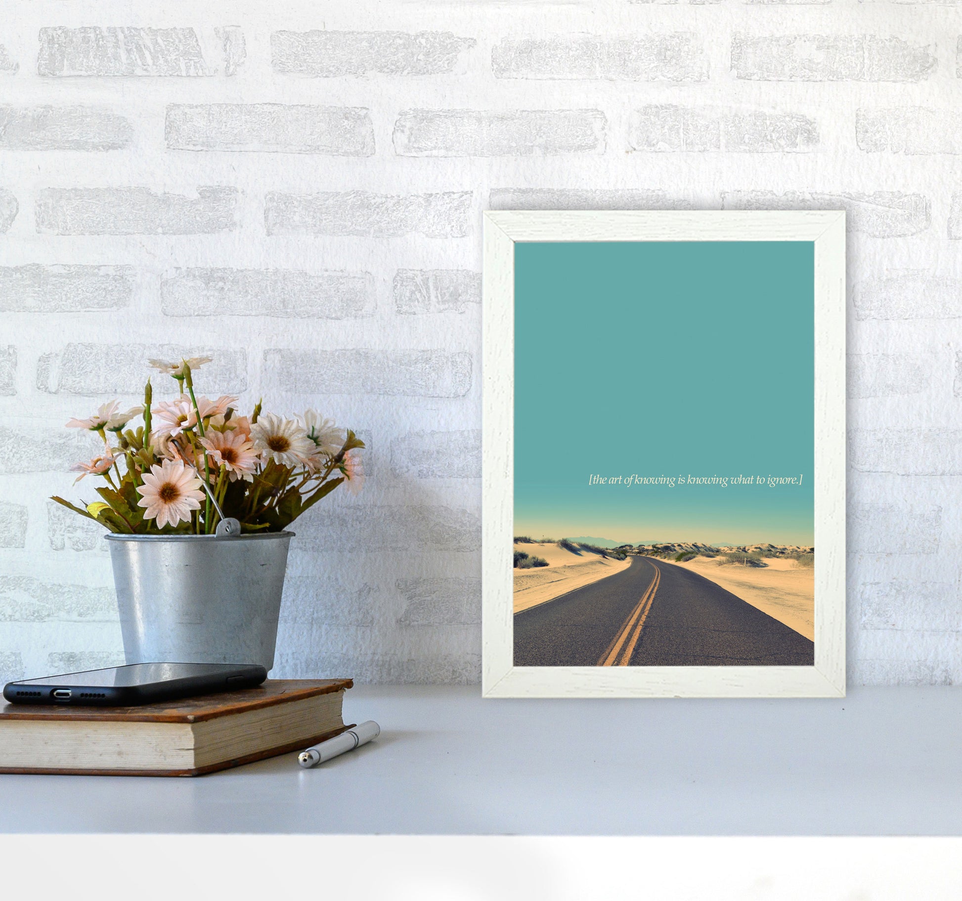 The Art Of Knowing Landscape Contemporary Art Print by Kubistika A4 Oak Frame