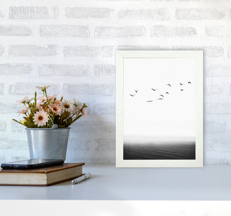 The Seaside Landscape Contemporary Art Print by Kubistika A4 Oak Frame