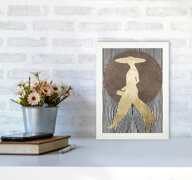 La Madame Noir Vintage Contemporary Art Print by Kubistika A4 Oak Frame