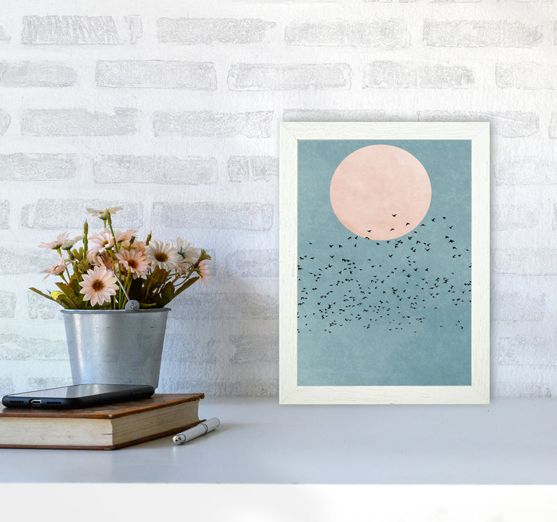 A Fly Away Modern Contemporary Art Print by Kubistika A4 Oak Frame