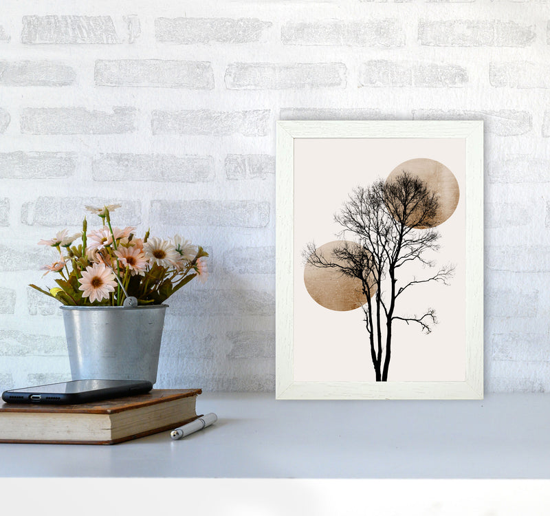 Sun and Moon hiding-GOLD Contemporary Art Print by Kubistika A4 Oak Frame