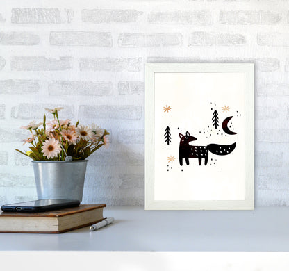 Little Winter Fox Nursery Childrens Art Print by Kubistika A4 Oak Frame