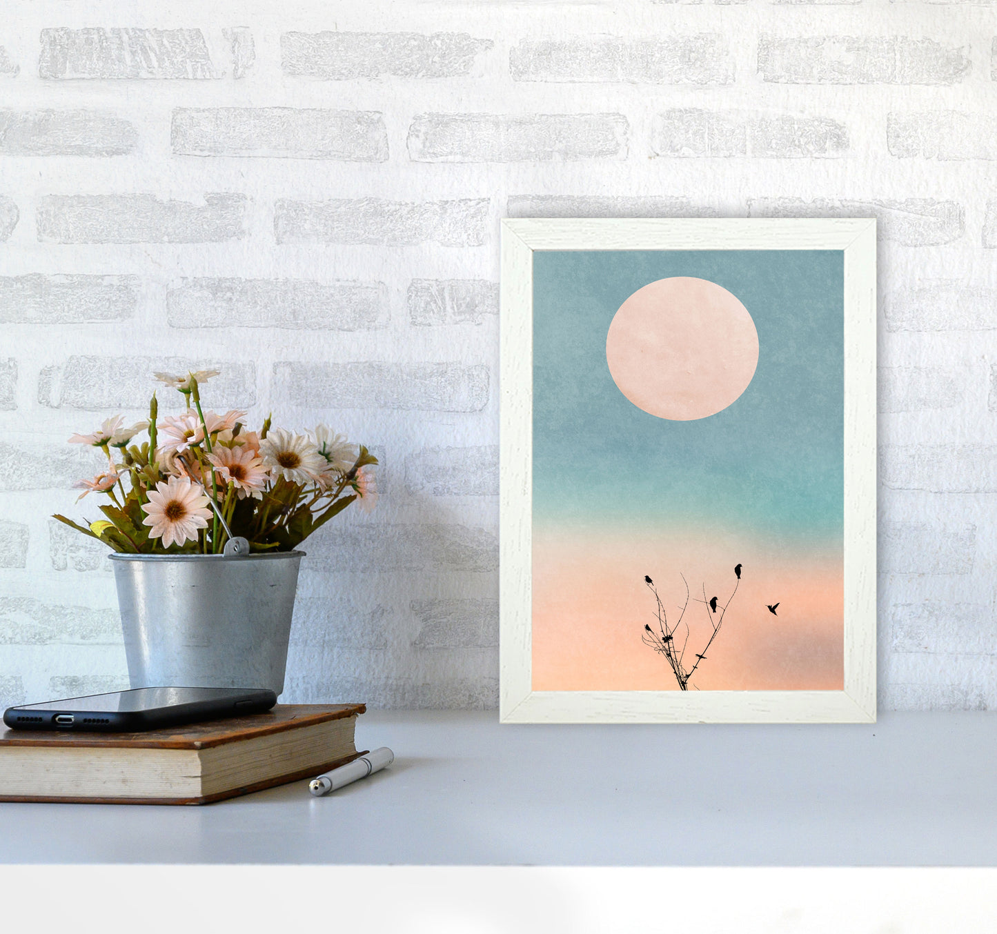 Waking Up Warm Contemporary Art Print by Kubistika A4 Oak Frame