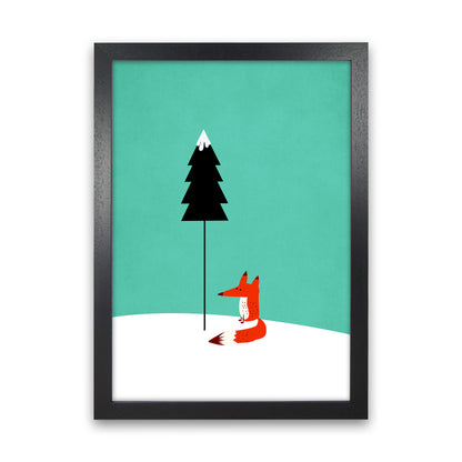 A Cute Little Fox  Modern Animal Art Print by Kubistika Black Grain