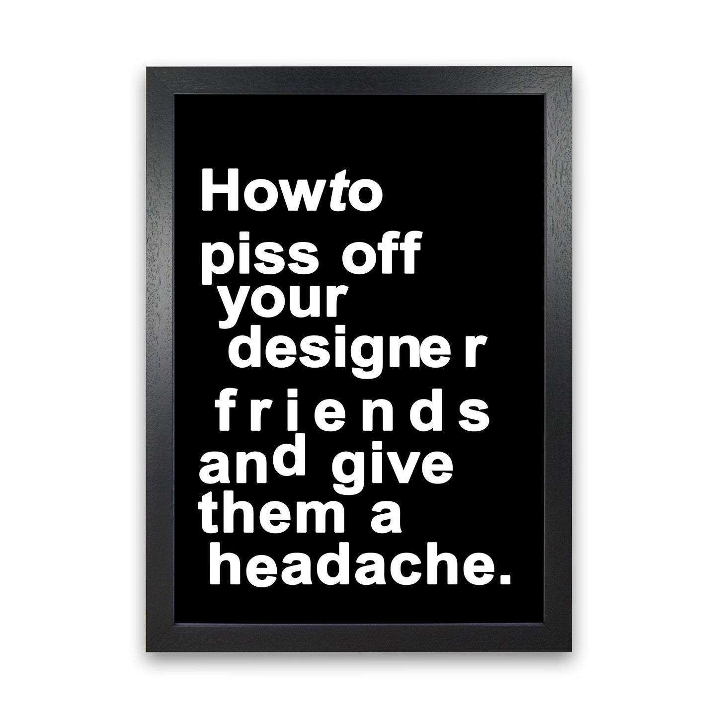 The Headache - BLACK Quote Contemporary Art Print by Kubistika Black Grain