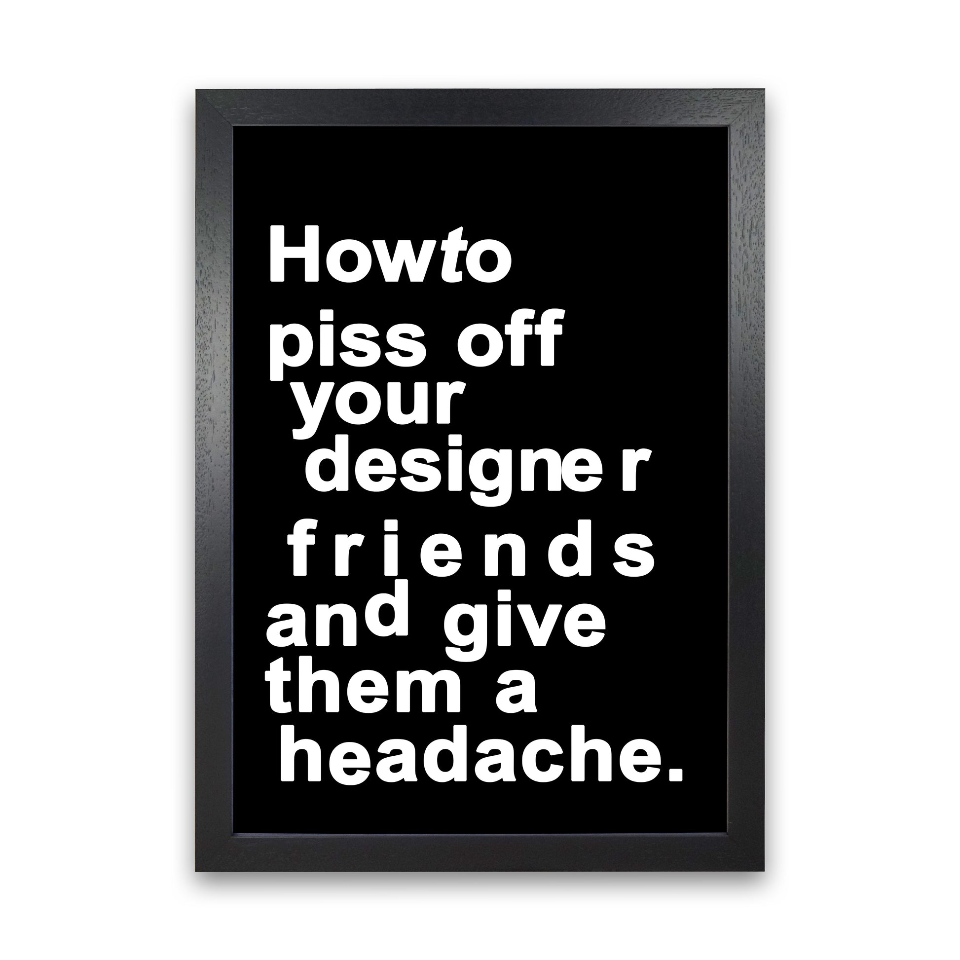 The Headache - BLACK Quote Contemporary Art Print by Kubistika Black Grain