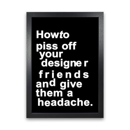 The Headache - BLACK Quote Contemporary Art Print by Kubistika Black Grain