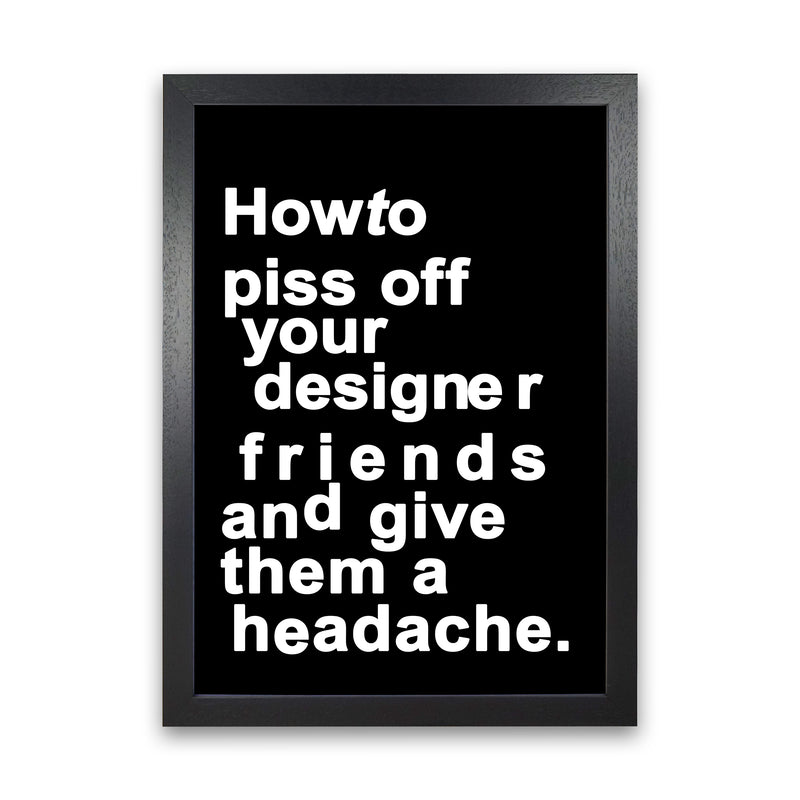 The Headache - BLACK Quote Contemporary Art Print by Kubistika Black Grain