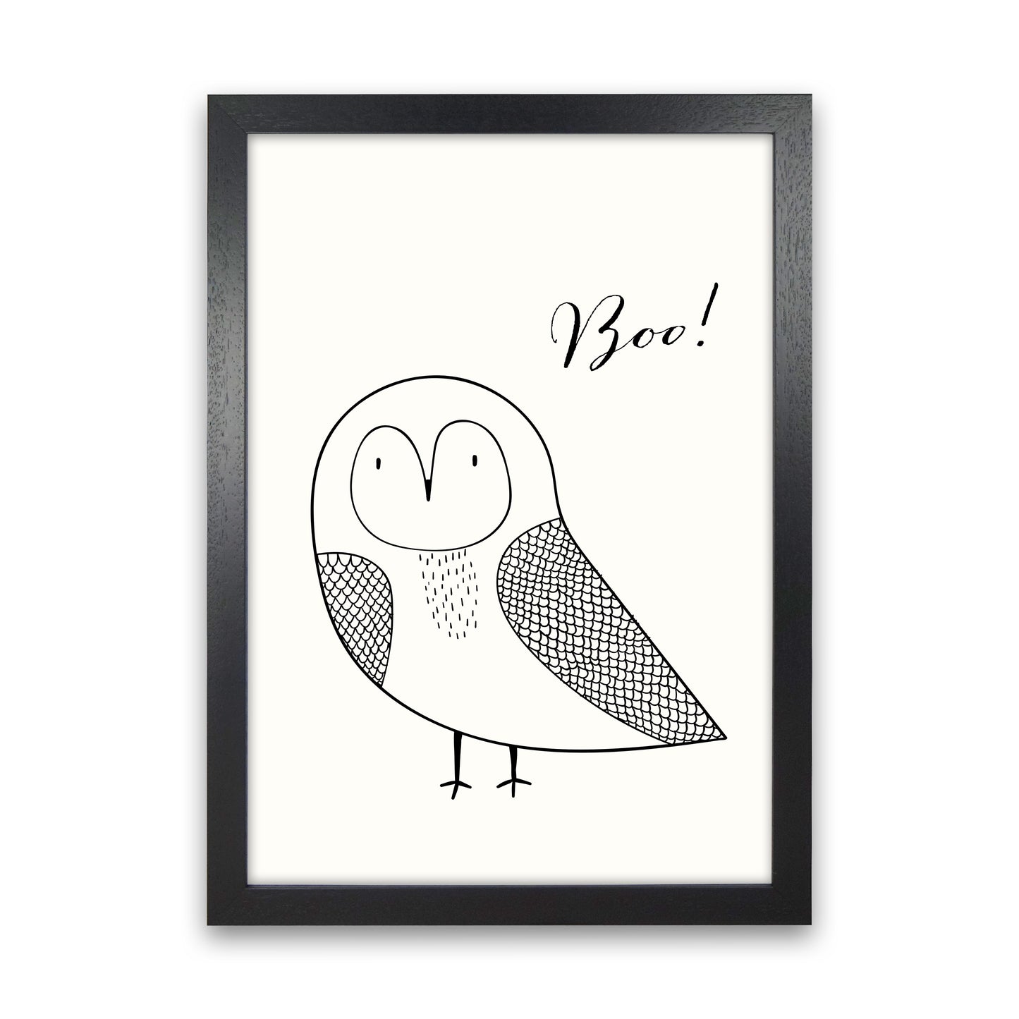 Boo Nursery Animal Art Print by Kubistika Black Grain