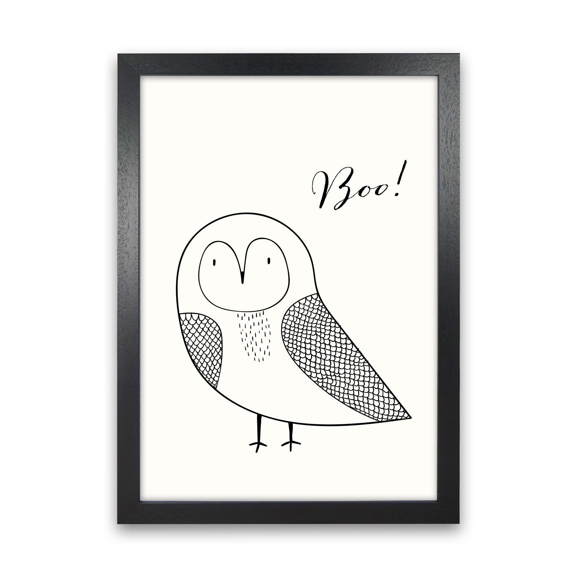 Boo Nursery Animal Art Print by Kubistika Black Grain