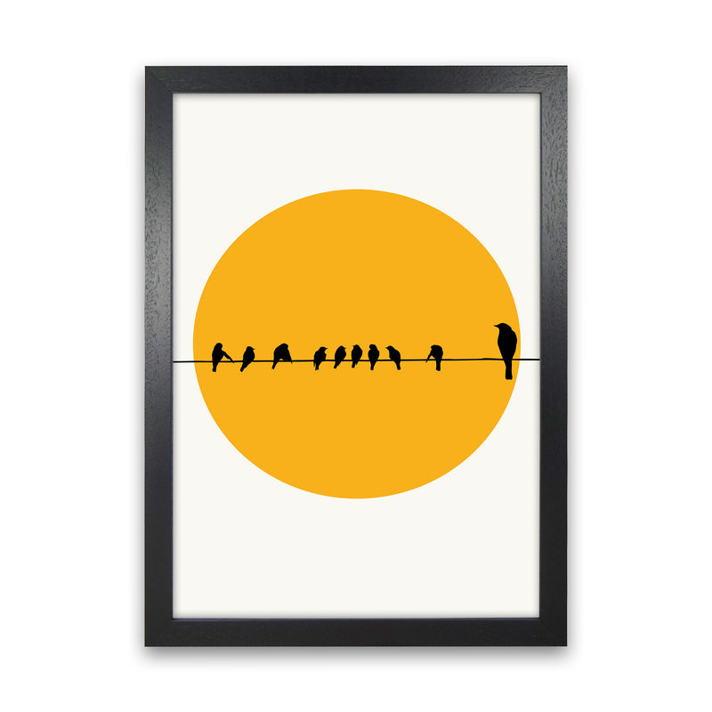 Birds Family Contemporary Art Print by Kubistika Black Grain