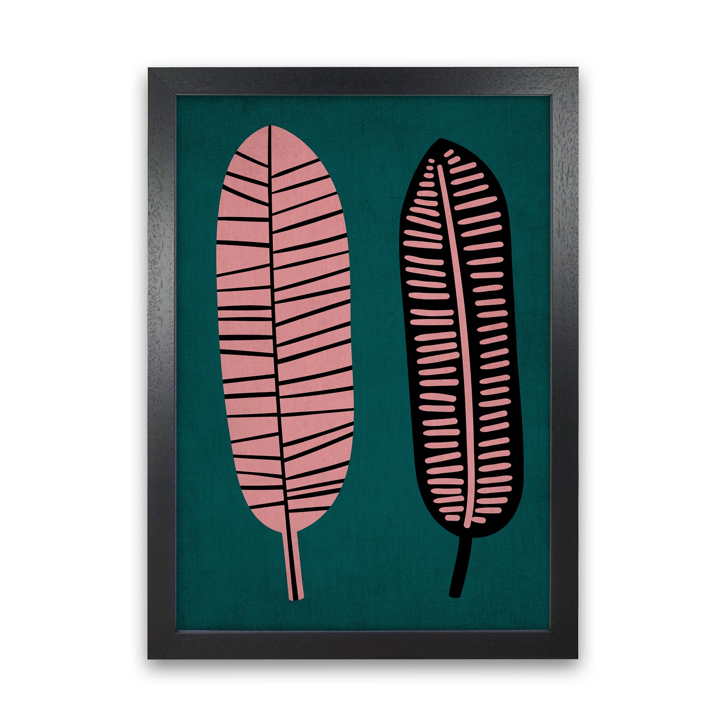 Two Leafs Contemporary Art Print by Kubistika Black Grain