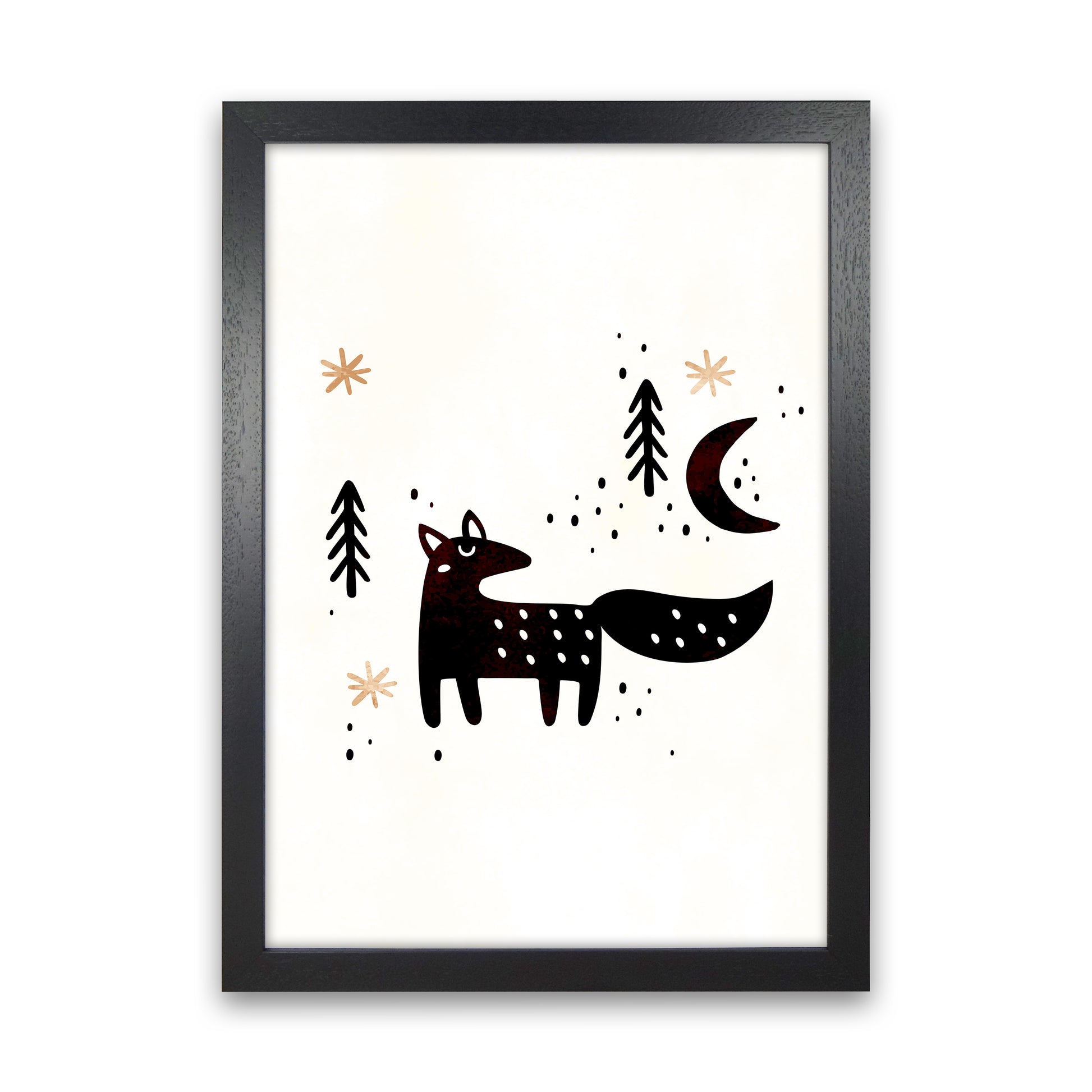 Little Winter Fox Nursery Childrens Art Print by Kubistika Black Grain