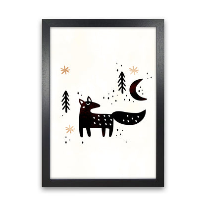 Little Winter Fox Nursery Childrens Art Print by Kubistika Black Grain