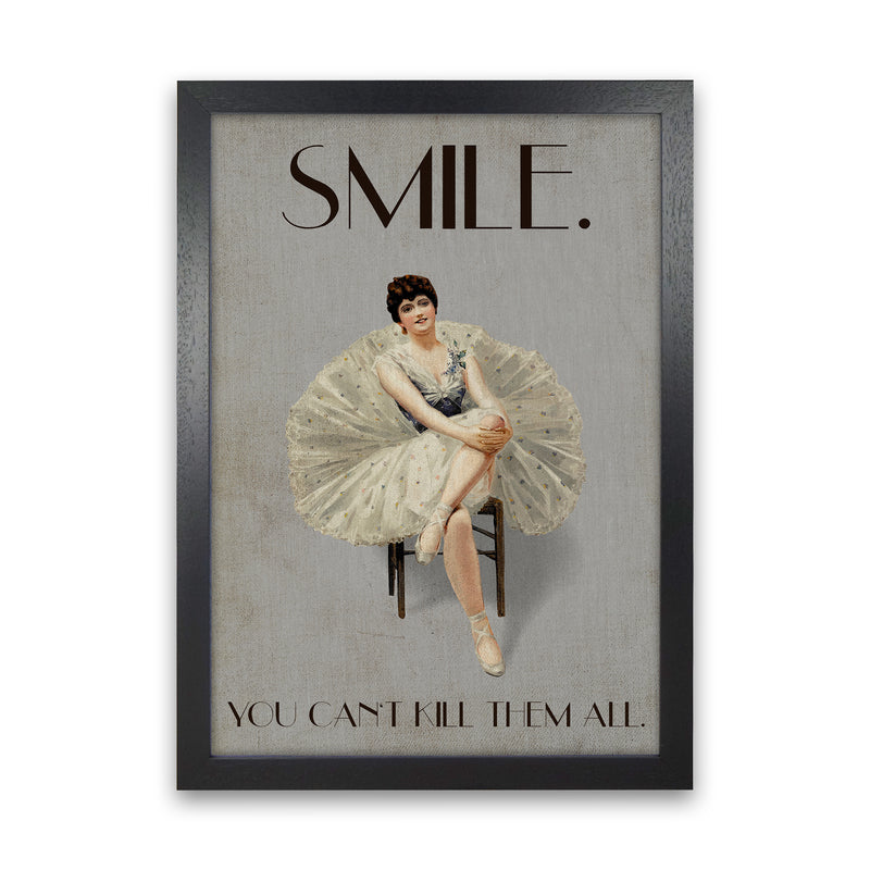 Keep Smiling Vintage Art Print by Kubistika Black Grain