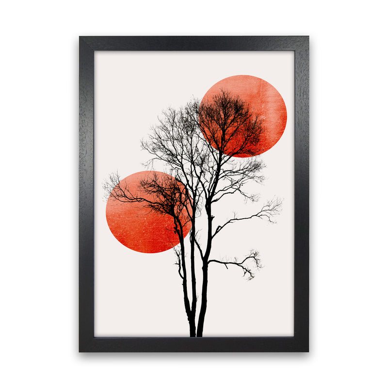 Sun and Moon hiding-ROUGE Contemporary Art Print by Kubistika Black Grain