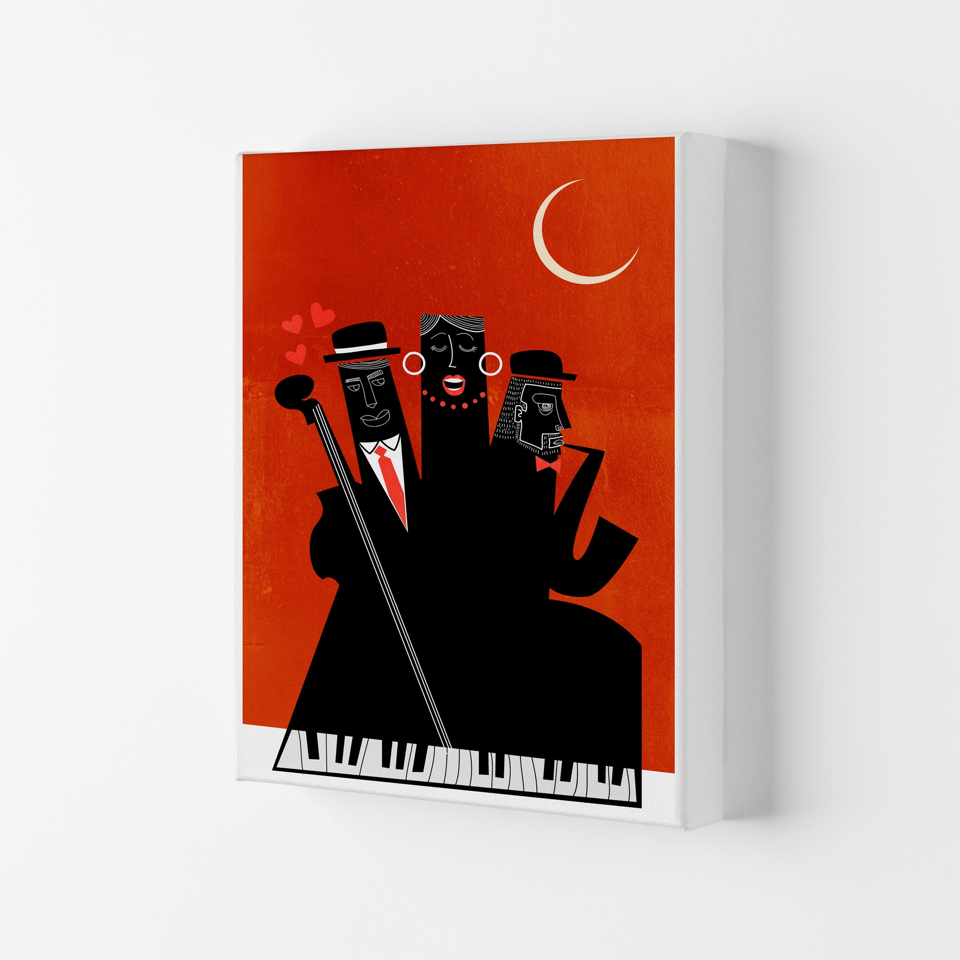 Casablanca Jazz-RED Modern Music Art Print by Kubistika Canvas