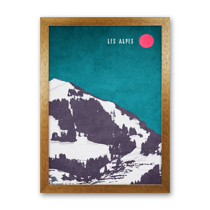 Les Alpes Vintage Art Print by Kubistika Oak Grain