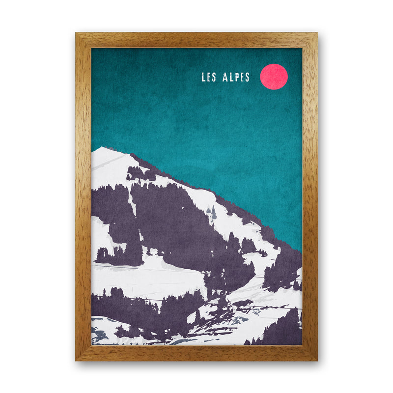 Les Alpes Vintage Art Print by Kubistika Oak Grain