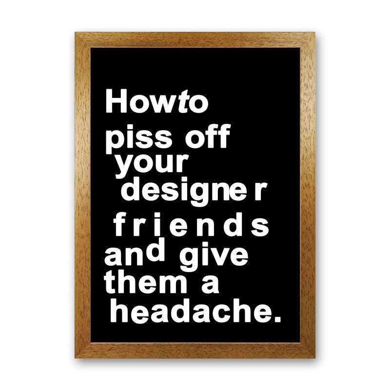 The Headache - BLACK Quote Contemporary Art Print by Kubistika Oak Grain