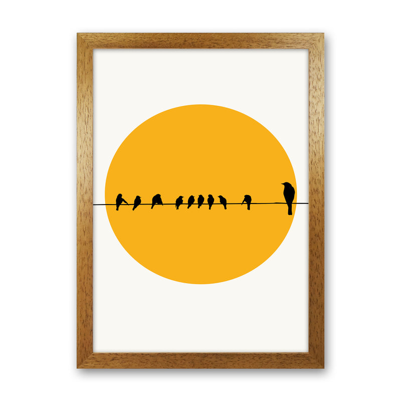 Birds Family Contemporary Art Print by Kubistika Oak Grain