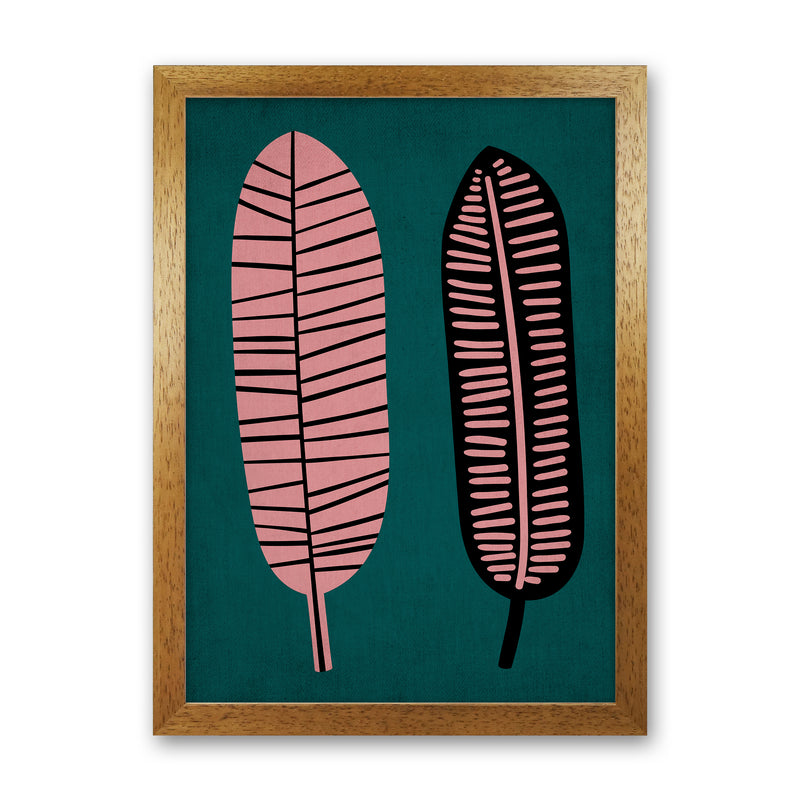 Two Leafs Contemporary Art Print by Kubistika Oak Grain